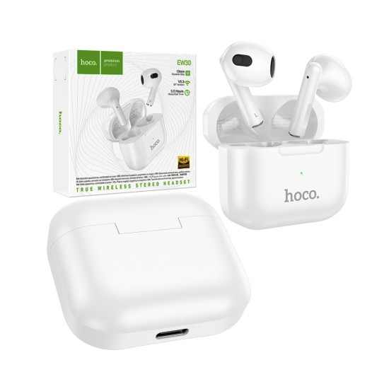 Auscultadores True Sem Fio Hoco EW30 Bluetooth V5.3 Branco